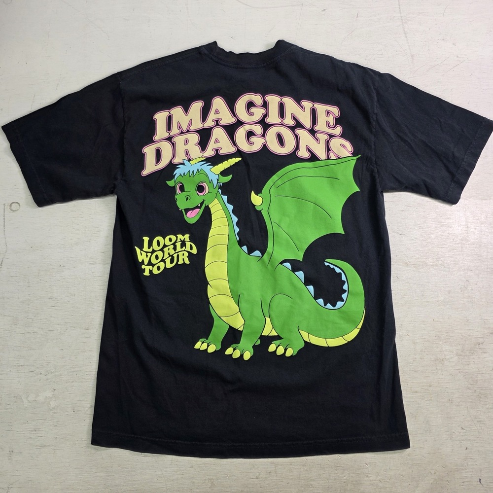 Imagine Dragons Loom World Tour 2024 Cartoon Puff Dragon T-Shirt Mens Sz M EUC